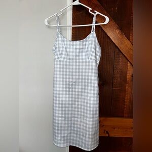 Brandy Melville Blue and White Plaid Midi Dress